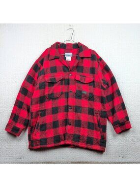 Vintage Codet Jacket Mens Sz L Red Black Buffalo Plaid Wool Hunting Workwear